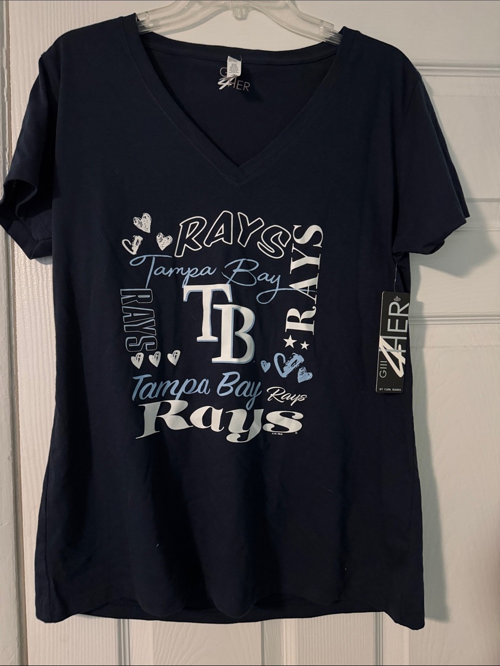 Tampa Bay Rays Navy V-Neck Graphic Tee by G-4ER